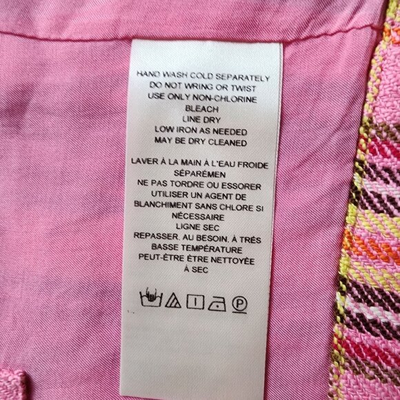 Maeve By Anthropologie Pink Combo Plaid Crop Top Size 2 - Picture 12 of 13